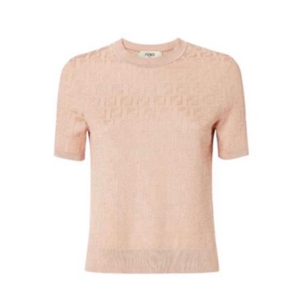 Fendi Blush Pink Short Sleeve knit Top